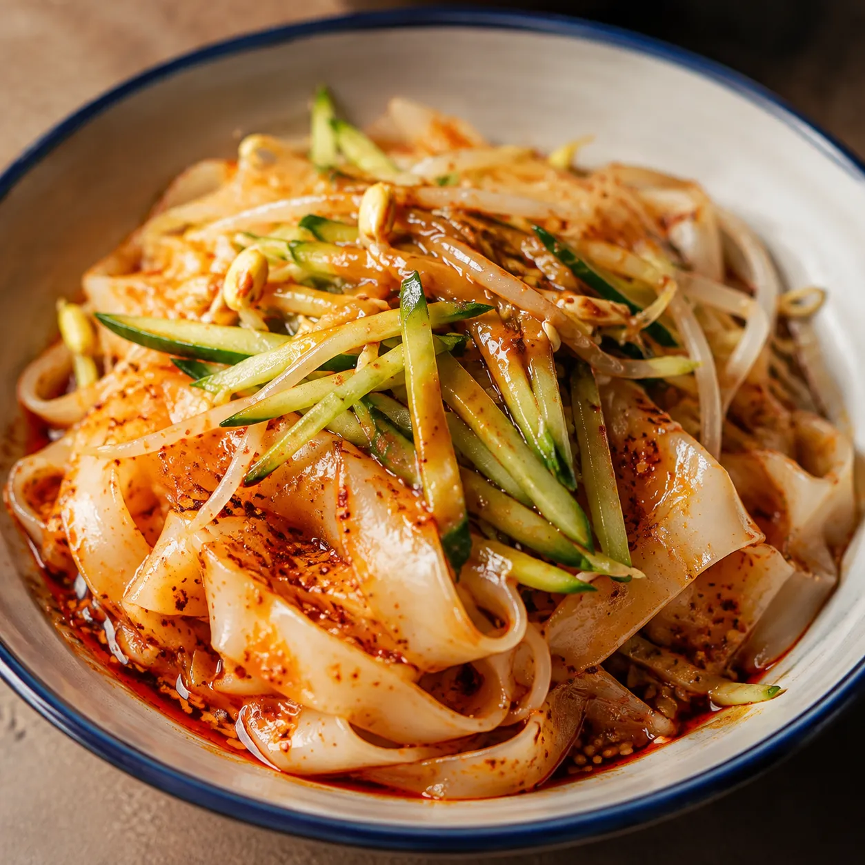 Liangpi — Cold, slippery noodles in a tangy sesame-vinegar dressing. R